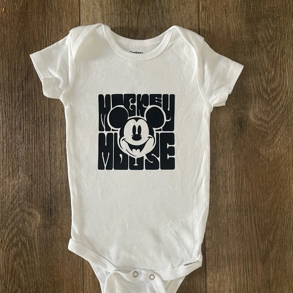 HANDCRAFTED Mickey Mouse Black and White Bodysuit - Picture 3 of 3